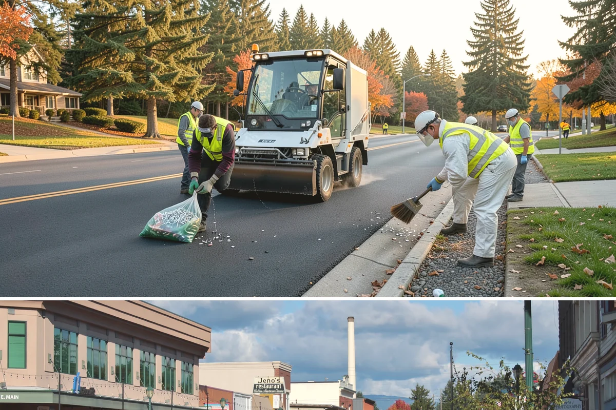 Crosswalk Painting in Monroe, Snohomish County, WA - Crews prioritize crosswalk work in late summer ahead of the back-to-school surge in pedestrian activity.