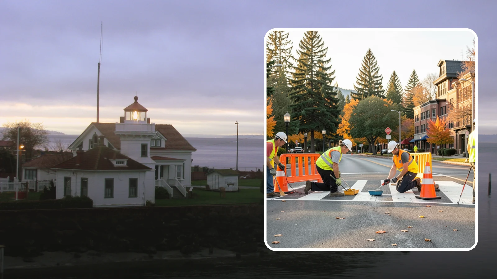 Crosswalk Painting in Mukilteo, Snohomish County, WA - High-visibility crosswalk markings improve pedestrian safety at public intersections and school zones.