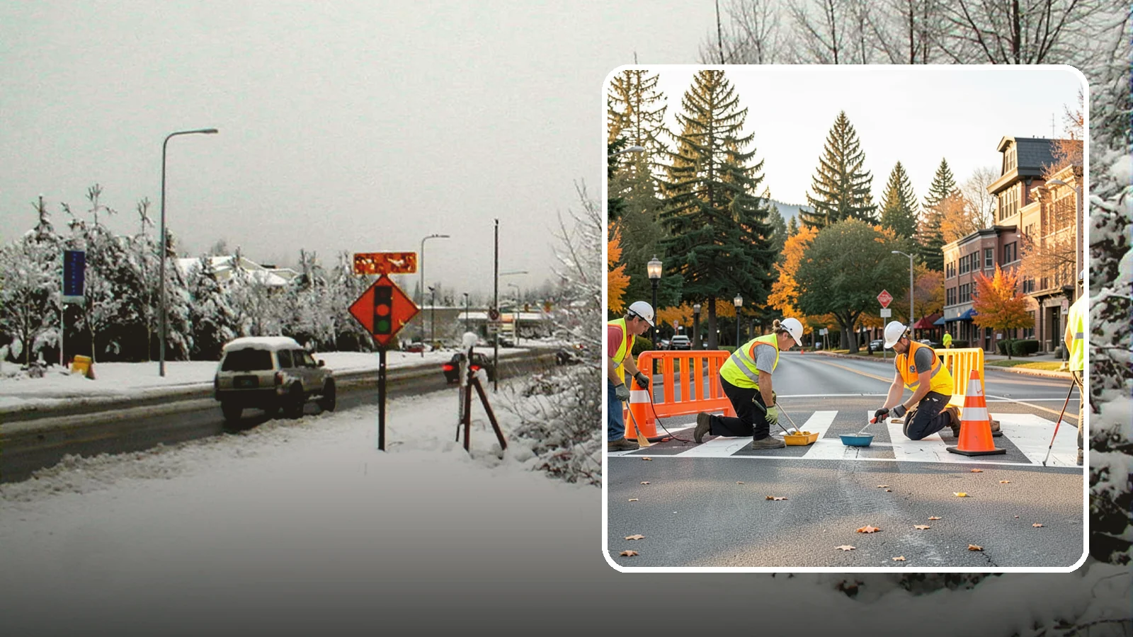 Crosswalk Painting in Newcastle, King County, WA - High-visibility crosswalk markings improve pedestrian safety at public intersections and school zones.