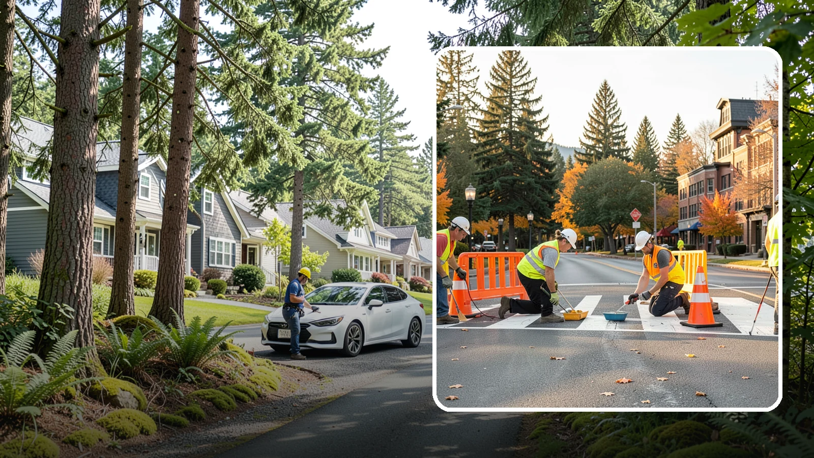 Crosswalk Painting in Normandy Park, King County, WA - High-visibility crosswalk markings improve pedestrian safety at public intersections and school zones.