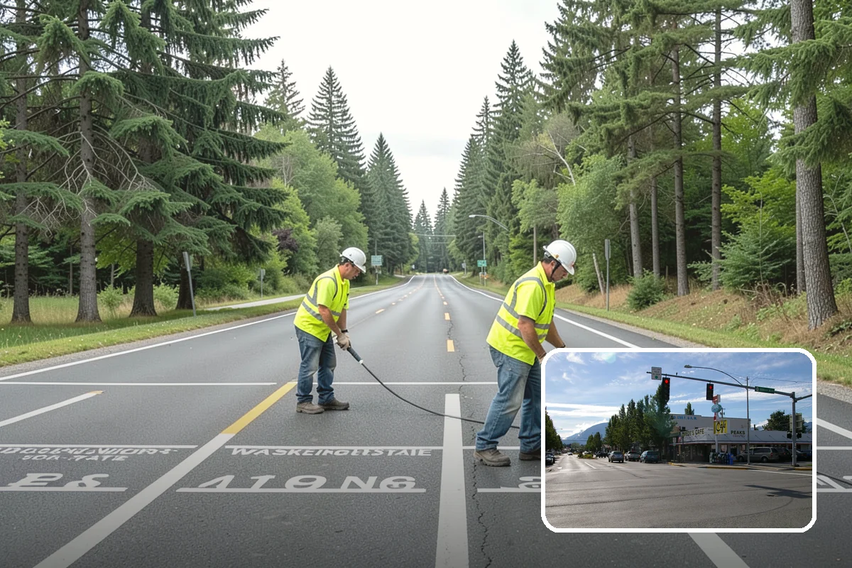 Crosswalk Painting in North Bend, King County, WA - High-visibility patterns that protect pedestrians