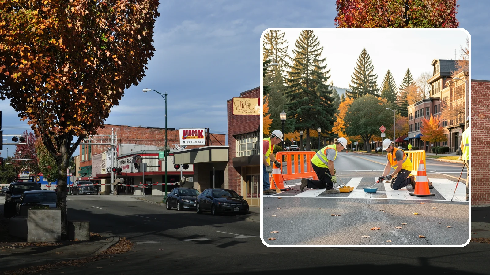 Crosswalk Painting in Puyallup, Pierce County, WA - High-visibility crosswalk markings improve pedestrian safety at public intersections and school zones.
