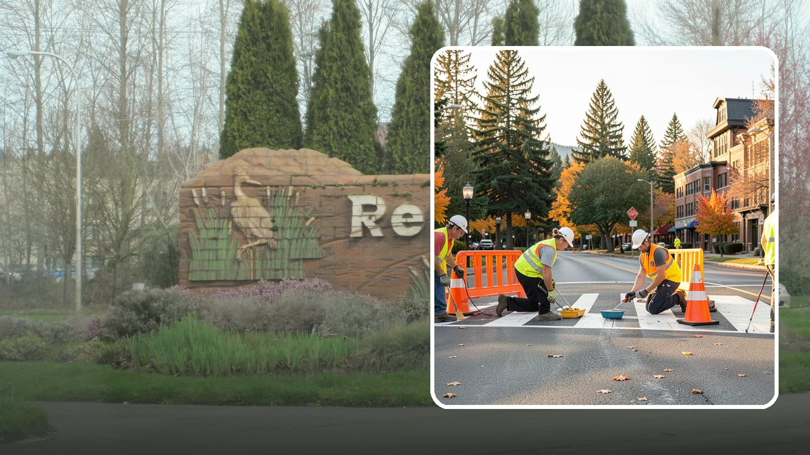Crosswalk Painting in Renton, King County, WA - High-visibility crosswalk markings improve pedestrian safety at public intersections and school zones.
