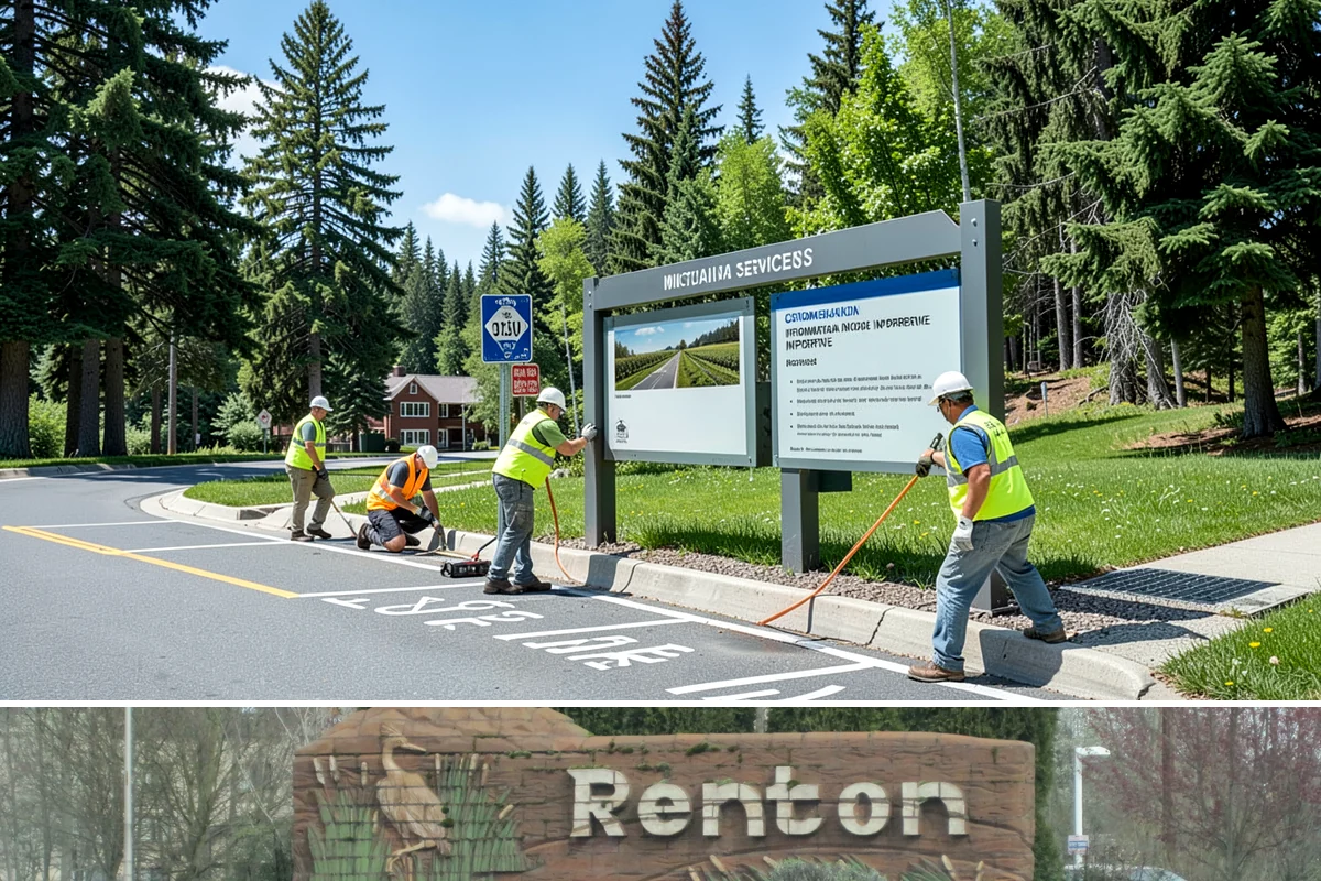 Crosswalk Painting in Renton, King County, WA - Crews prioritize crosswalk work in late summer ahead of the back-to-school surge in pedestrian activity.