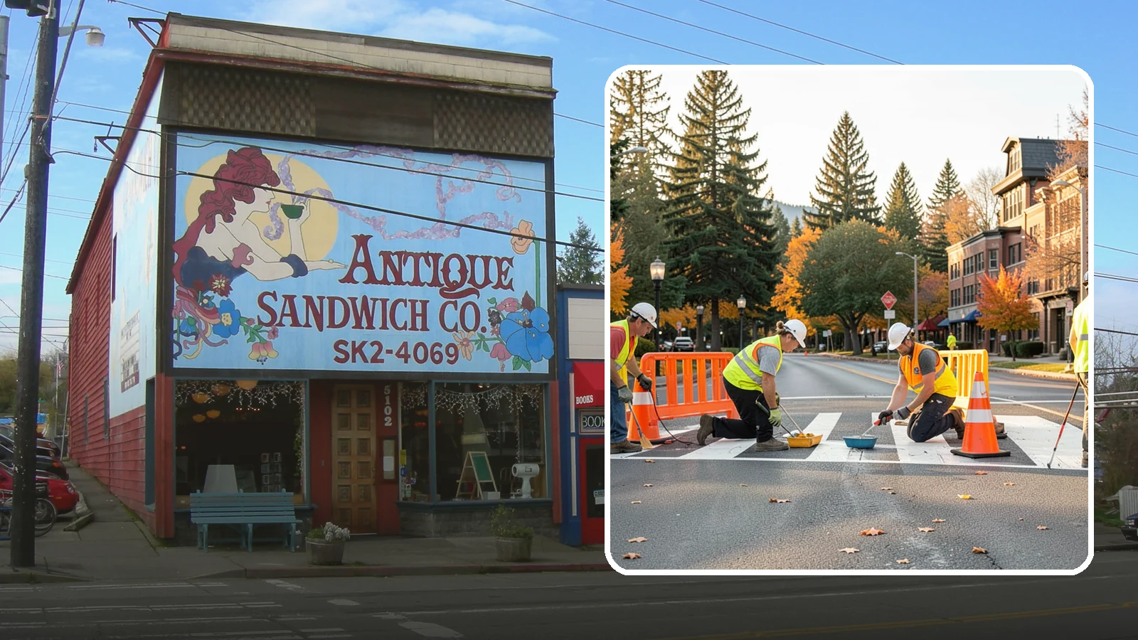 Crosswalk Painting in Ruston, Pierce County, WA - High-visibility crosswalk markings improve pedestrian safety at public intersections and school zones.