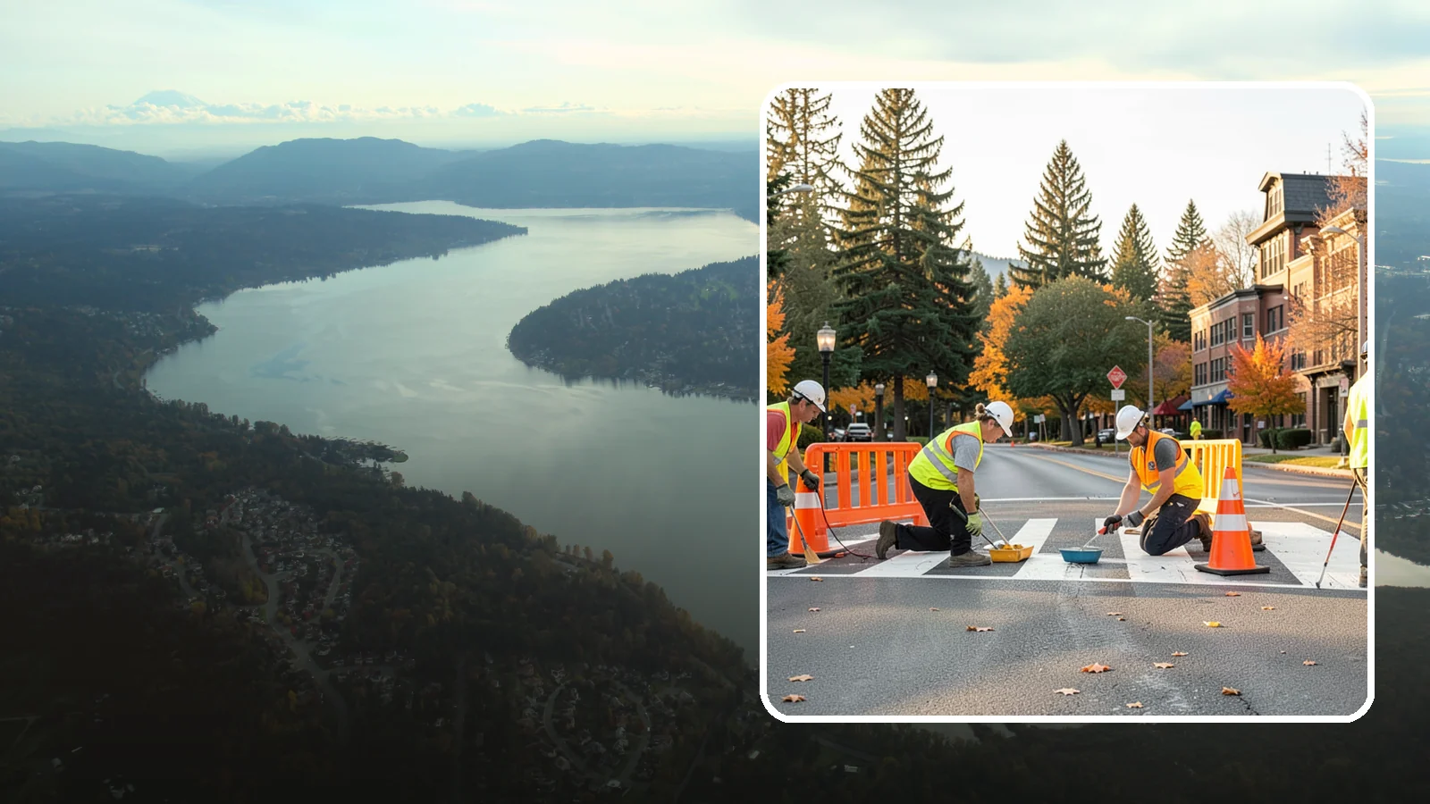 Crosswalk Painting in Sammamish, King County, WA - High-visibility crosswalk markings improve pedestrian safety at public intersections and school zones.