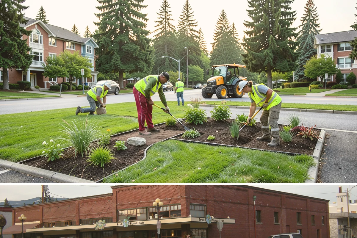 Crosswalk Painting in Sedro-Woolley, Skagit County, WA - Crews prioritize crosswalk work in late summer ahead of the back-to-school surge in pedestrian activity.