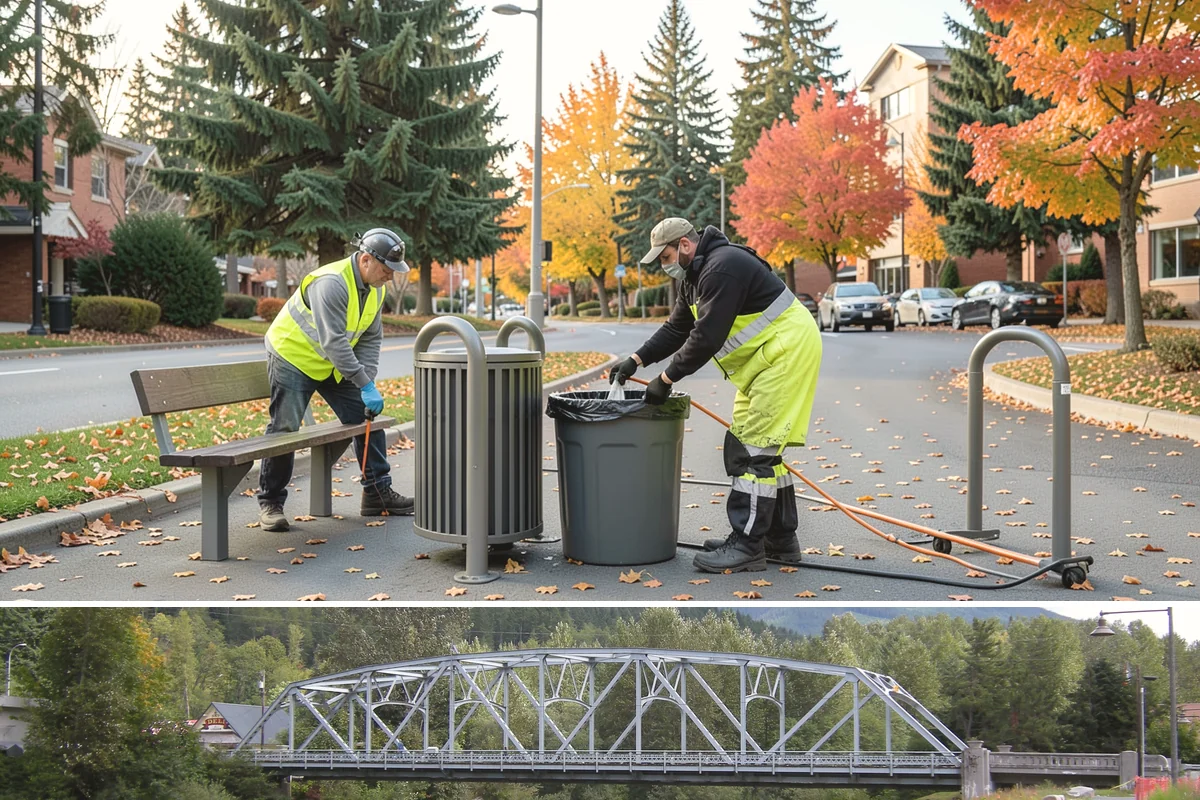 Crosswalk Painting in Skykomish, King County, WA - Crews prioritize crosswalk work in late summer ahead of the back-to-school surge in pedestrian activity.