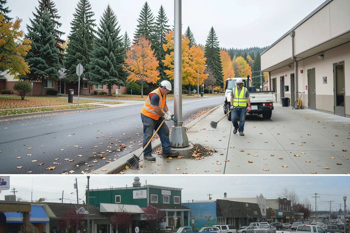 Crosswalk Painting in Stanwood, Snohomish County, WA - Crews prioritize crosswalk work in late summer ahead of the back-to-school surge in pedestrian activity.