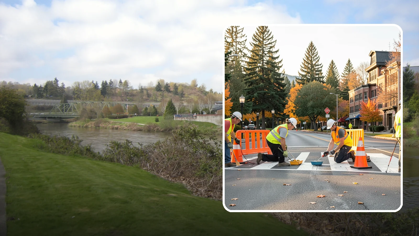 Crosswalk Painting in Tukwila, King County, WA - High-visibility crosswalk markings improve pedestrian safety at public intersections and school zones.