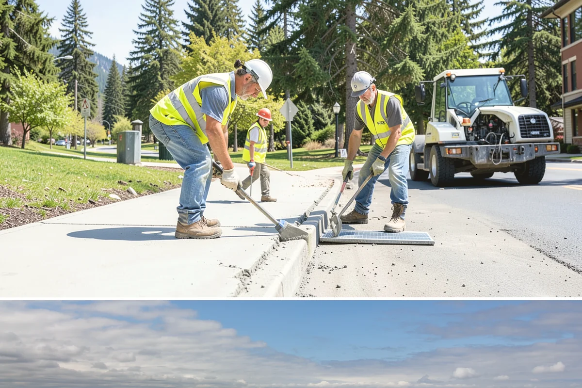 Crosswalk Painting in University Place, Pierce County, WA - Crews prioritize crosswalk work in late summer ahead of the back-to-school surge in pedestrian activity.
