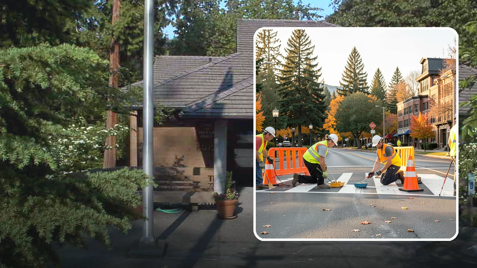 Crosswalk Painting in Yarrow Point, King County, WA - High-visibility crosswalk markings improve pedestrian safety at public intersections and school zones.