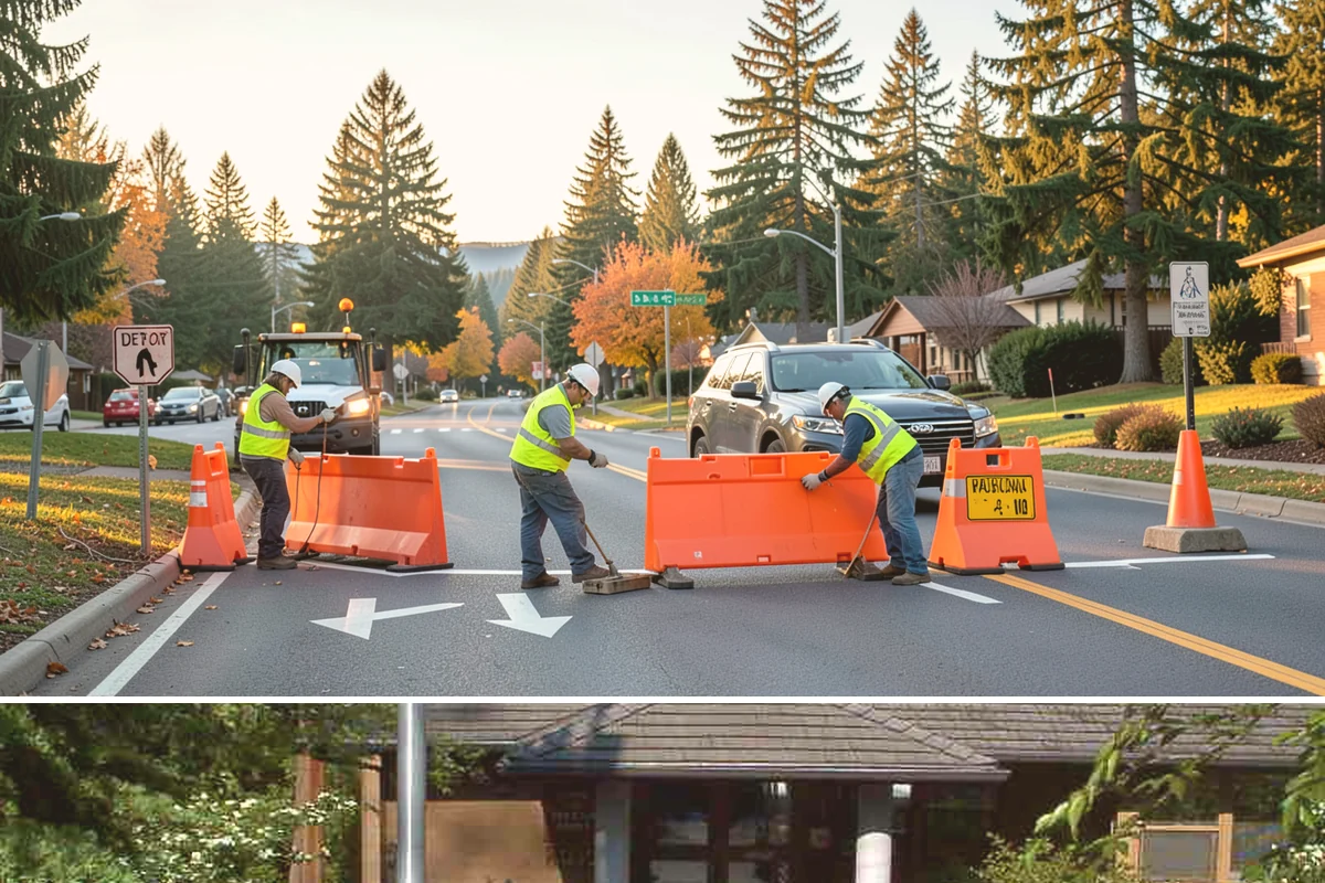 Crosswalk Painting in Yarrow Point, King County, WA - Crews prioritize crosswalk work in late summer ahead of the back-to-school surge in pedestrian activity.