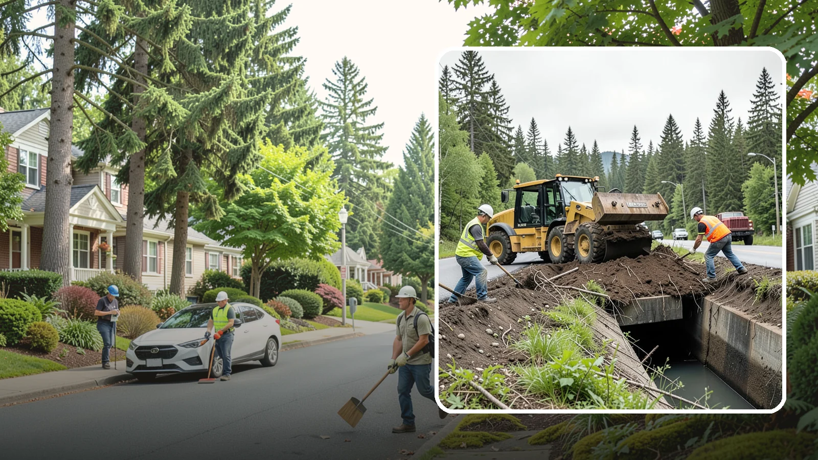 Culvert Cleaning in Beaux Arts Village, King County, WA - Culvert cleaning that removes sediment and debris blockages to restore cross-drainage flow capacity.