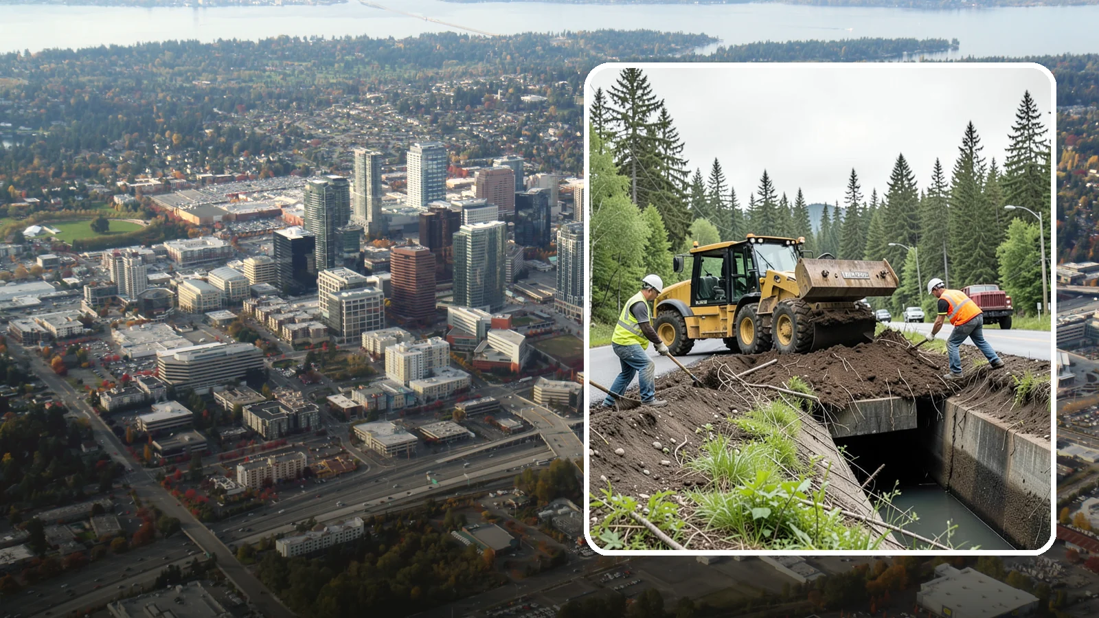 Culvert Cleaning in Bellevue, King County, WA - Culvert cleaning that removes sediment and debris blockages to restore cross-drainage flow capacity.