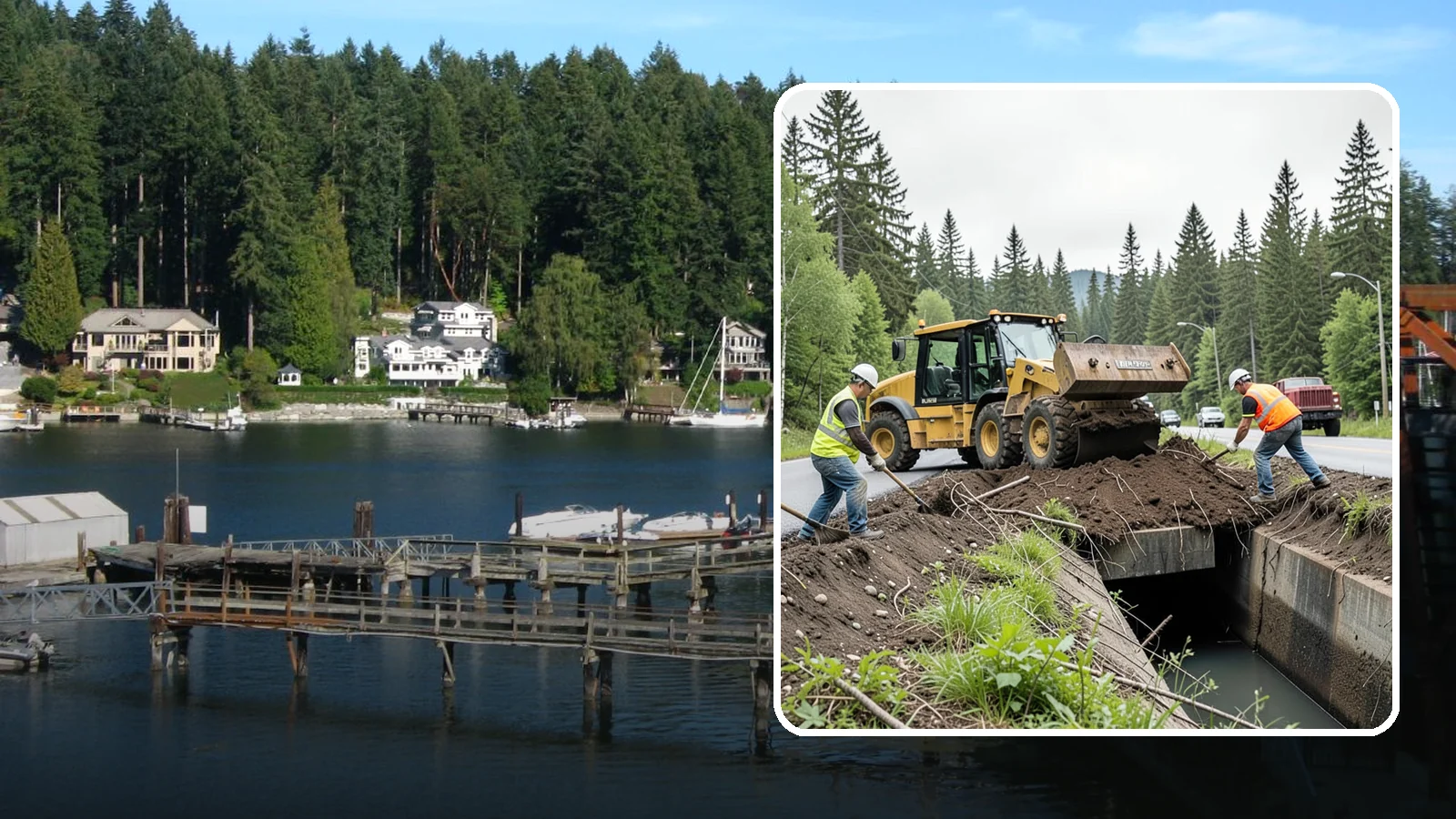 Culvert Cleaning in Gig Harbor, Pierce County, WA - Culvert cleaning that removes sediment and debris blockages to restore cross-drainage flow capacity.