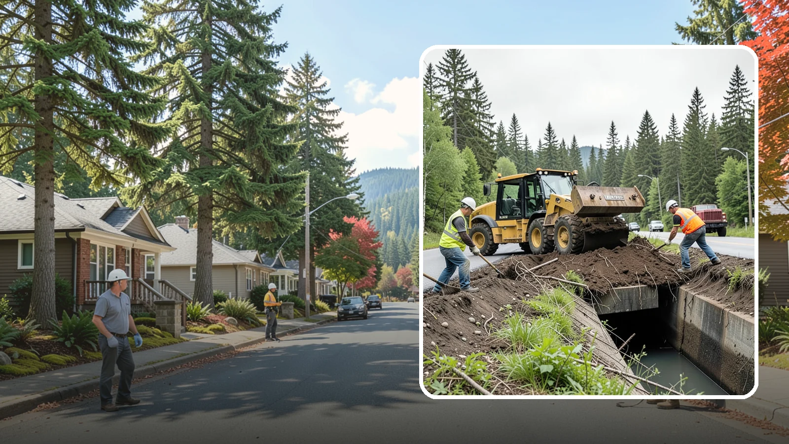 Culvert Cleaning in Hunts Point, King County, WA - Culvert cleaning that removes sediment and debris blockages to restore cross-drainage flow capacity.