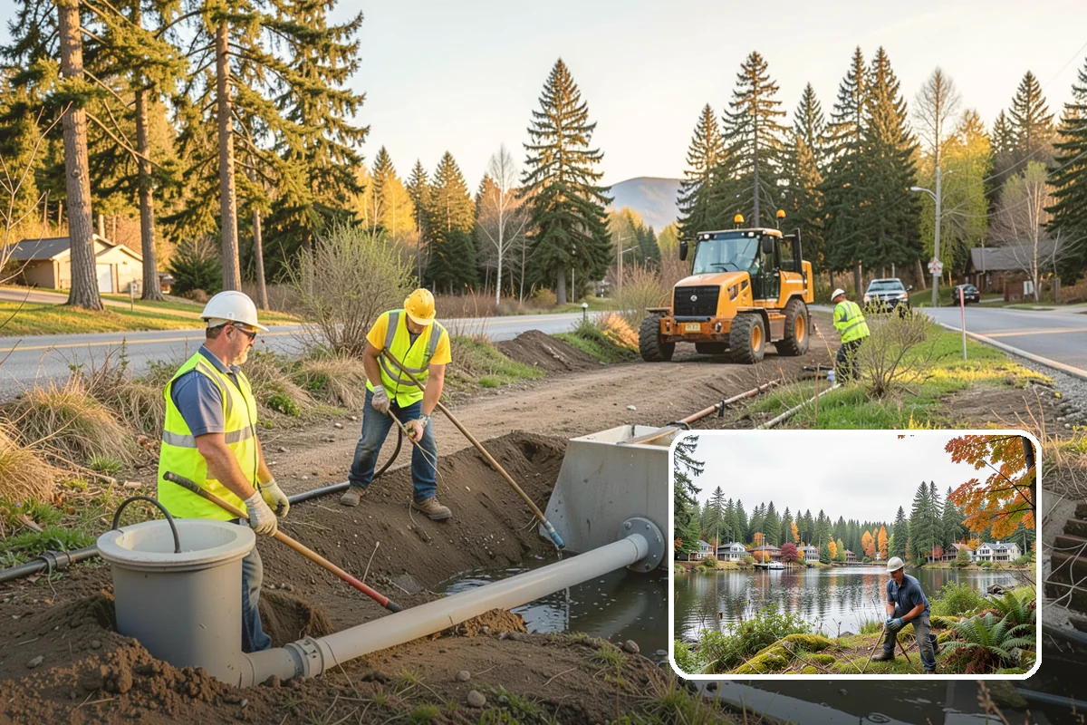 Culvert Cleaning in La Conner, Skagit County, WA - Restores designed cross-drainage capacity to prevent washouts