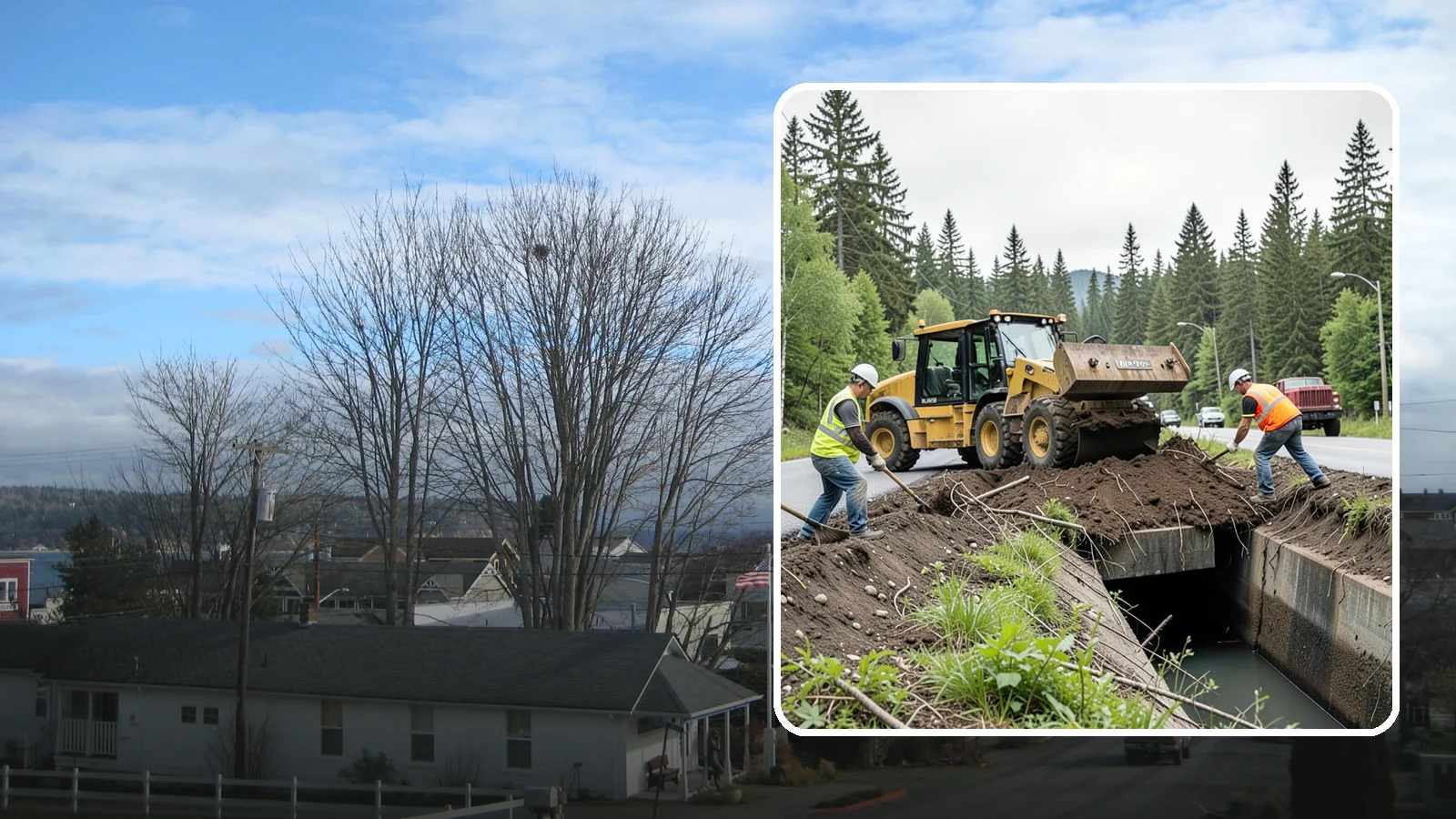 Culvert Cleaning in Langley, Island County, WA - Culvert cleaning that removes sediment and debris blockages to restore cross-drainage flow capacity.