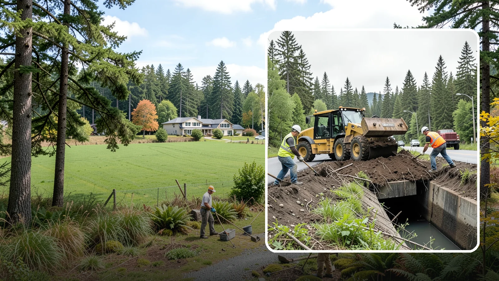 Culvert Cleaning in Lyman, Skagit County, WA - Culvert cleaning that removes sediment and debris blockages to restore cross-drainage flow capacity.