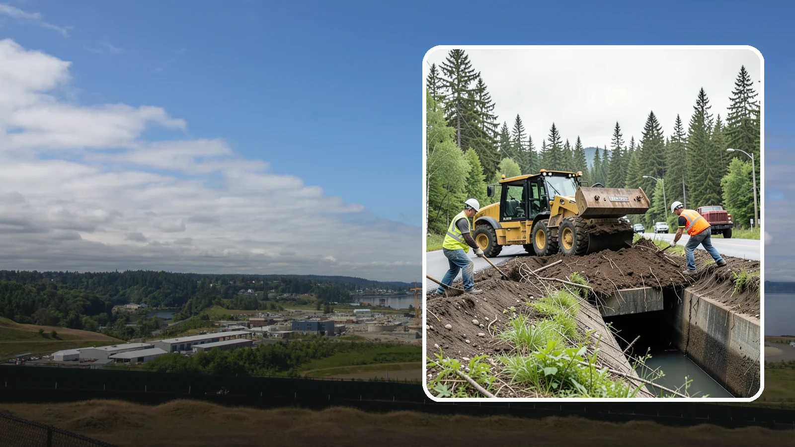 Culvert Cleaning in University Place, Pierce County, WA - Culvert cleaning that removes sediment and debris blockages to restore cross-drainage flow capacity.