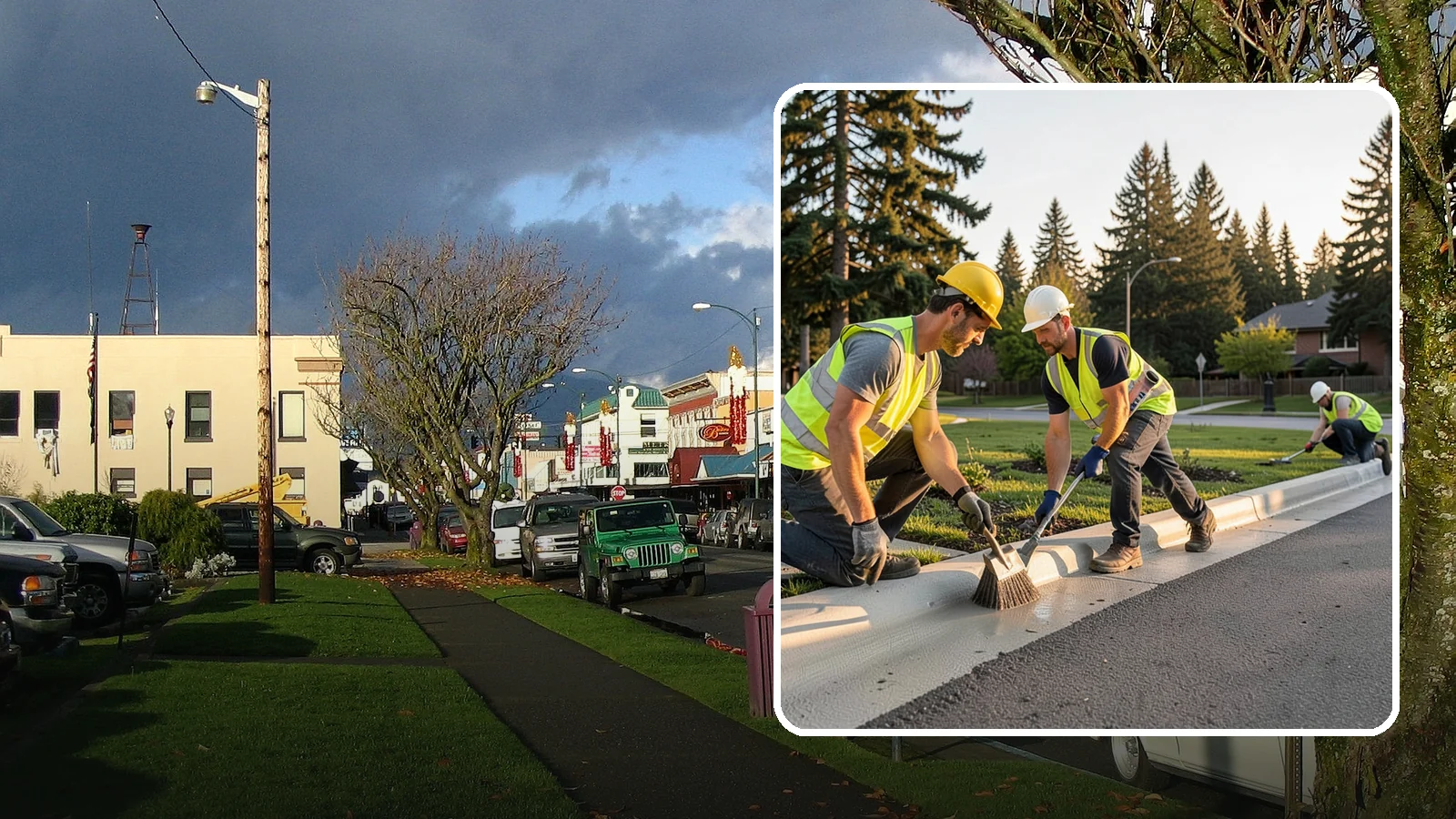 Curb Painting in Arlington, Snohomish County, WA - Fresh curb painting communicates parking and fire-lane restrictions clearly to the public.