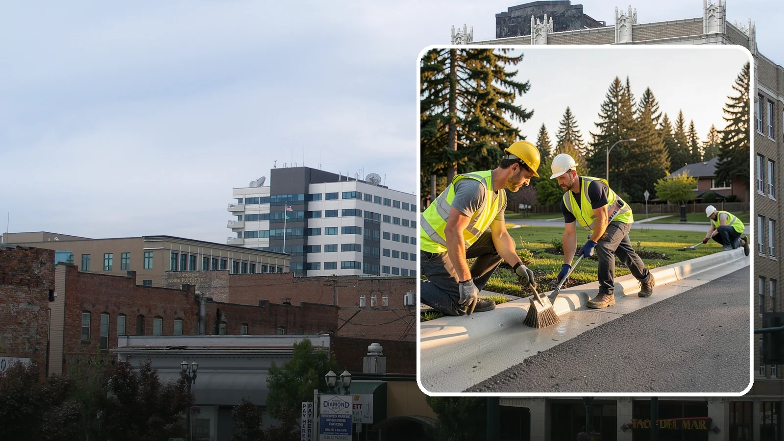 Curb Painting in Everett, Snohomish County, WA - Fresh curb painting communicates parking and fire-lane restrictions clearly to the public.