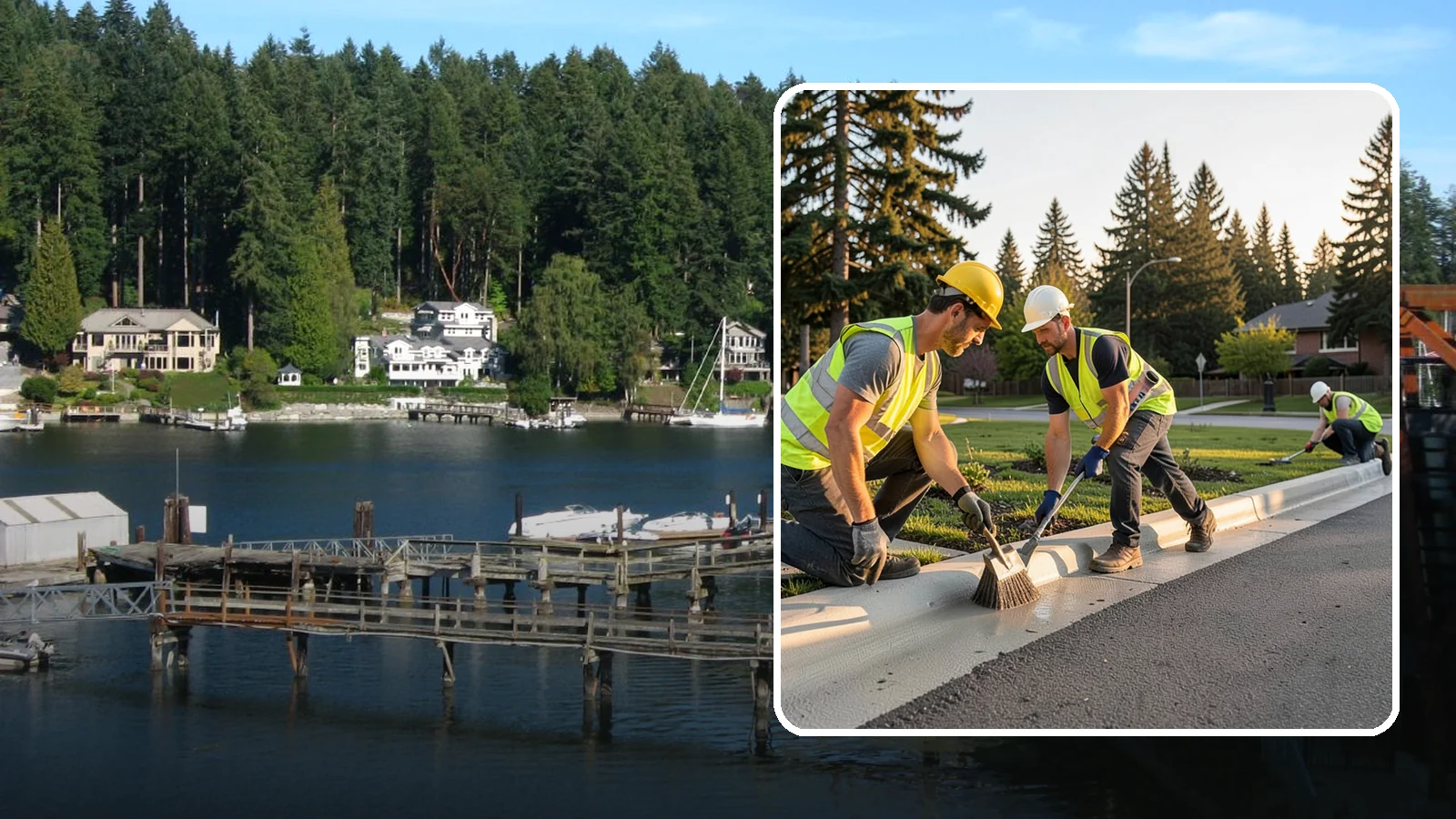 Curb Painting in Gig Harbor, Pierce County, WA - Fresh curb painting communicates parking and fire-lane restrictions clearly to the public.
