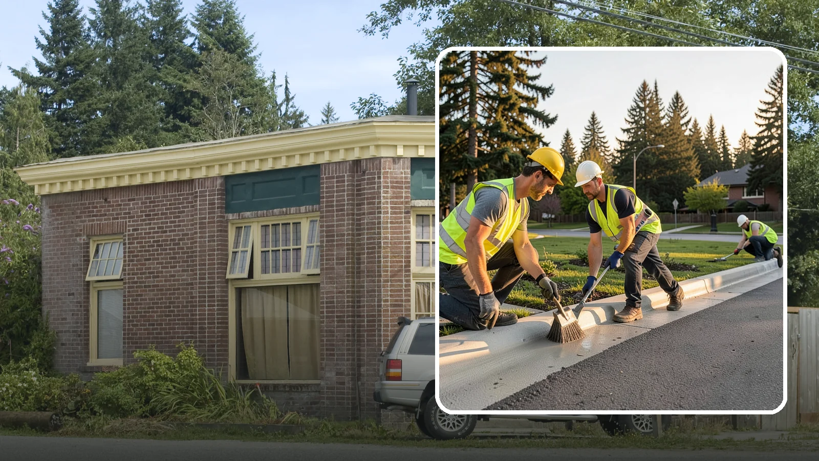 Curb Painting in Hamilton, Skagit County, WA - Fresh curb painting communicates parking and fire-lane restrictions clearly to the public.