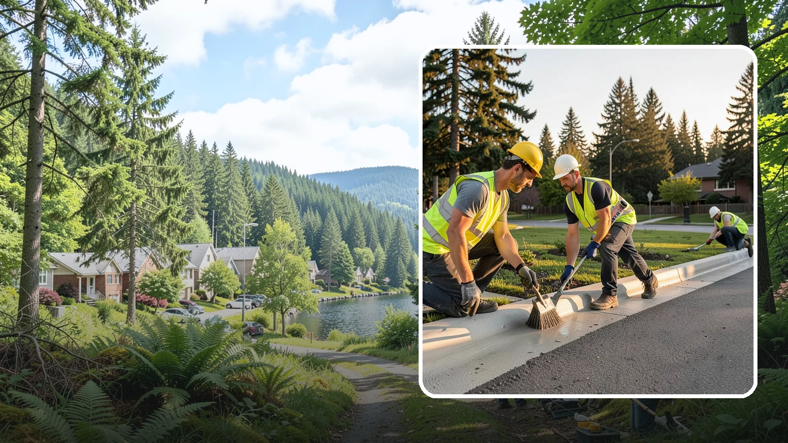Curb Painting in Lake Forest Park, King County, WA - Fresh curb painting communicates parking and fire-lane restrictions clearly to the public.
