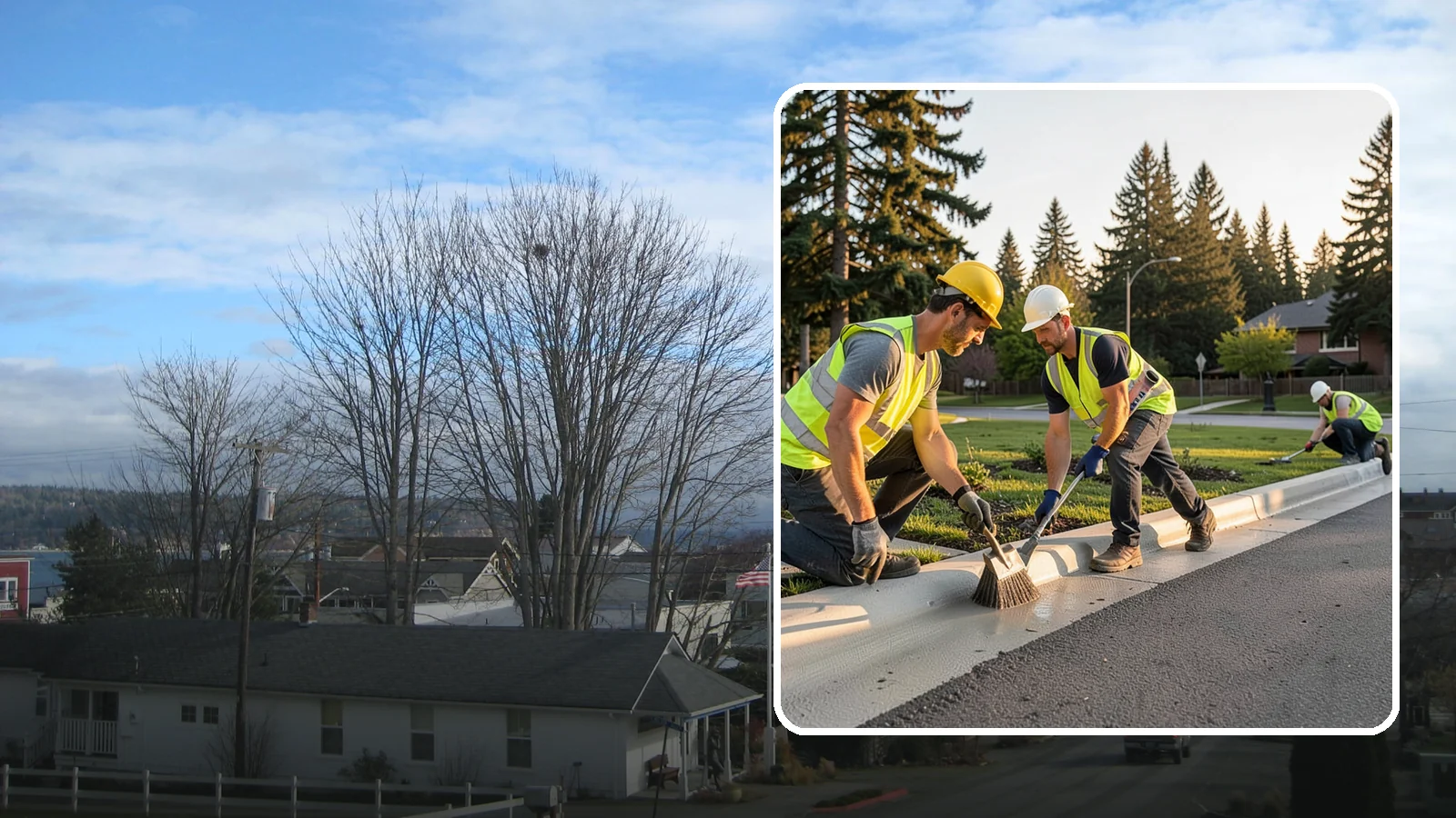 Curb Painting in Langley, Island County, WA - Fresh curb painting communicates parking and fire-lane restrictions clearly to the public.