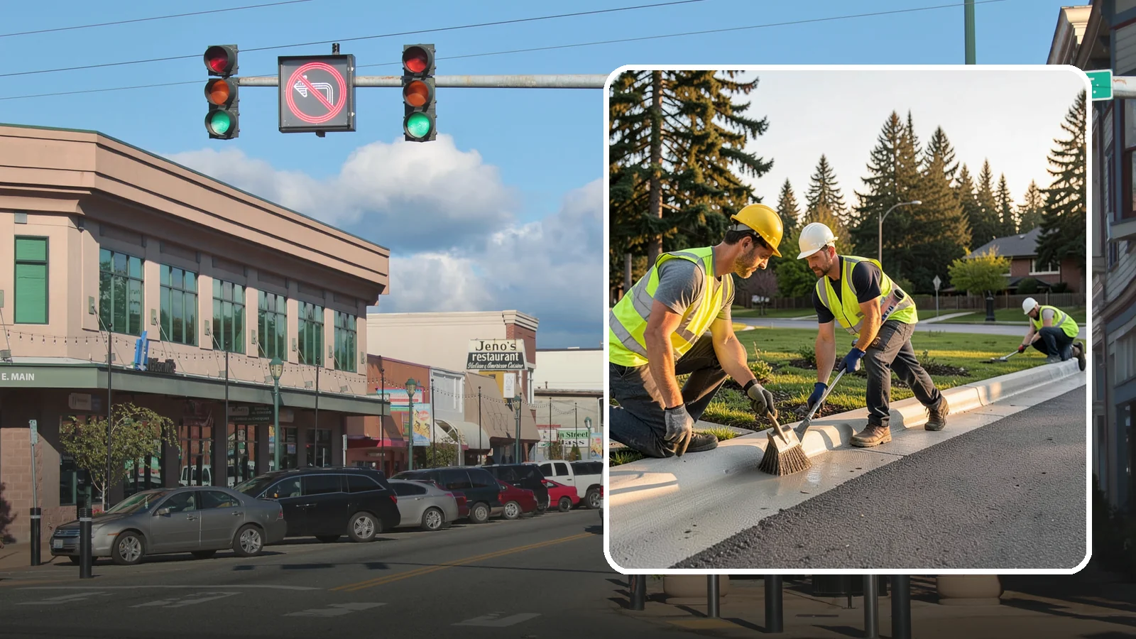 Curb Painting in Monroe, Snohomish County, WA - Fresh curb painting communicates parking and fire-lane restrictions clearly to the public.