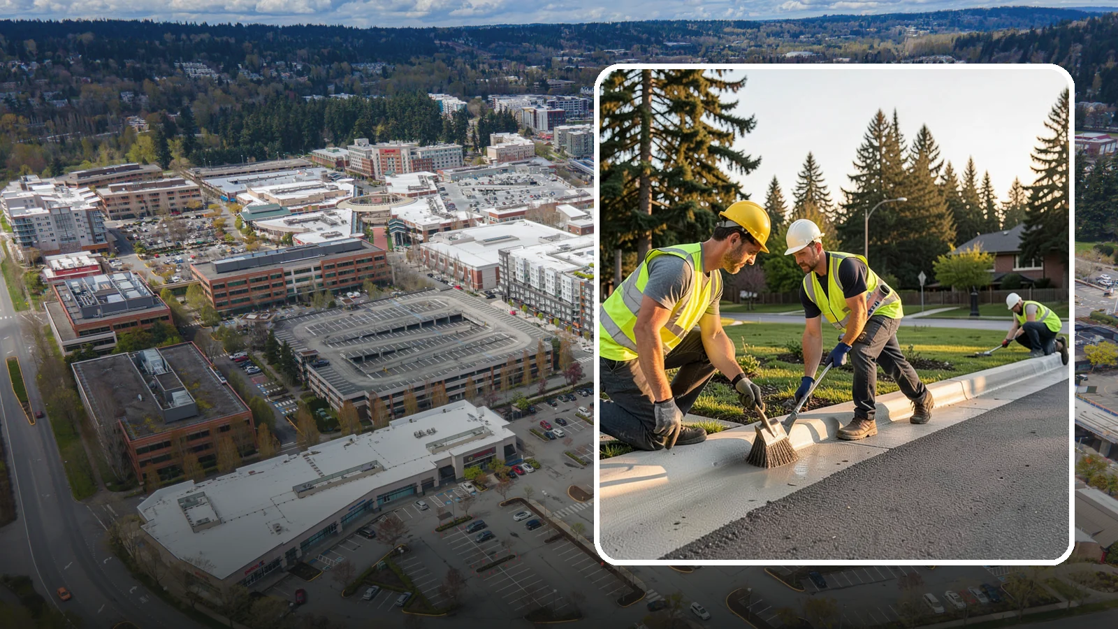 Curb Painting in Redmond, King County, WA - Fresh curb painting communicates parking and fire-lane restrictions clearly to the public.