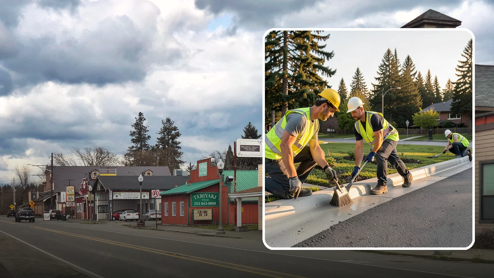 Curb Painting in Roy, Pierce County, WA - Fresh curb painting communicates parking and fire-lane restrictions clearly to the public.