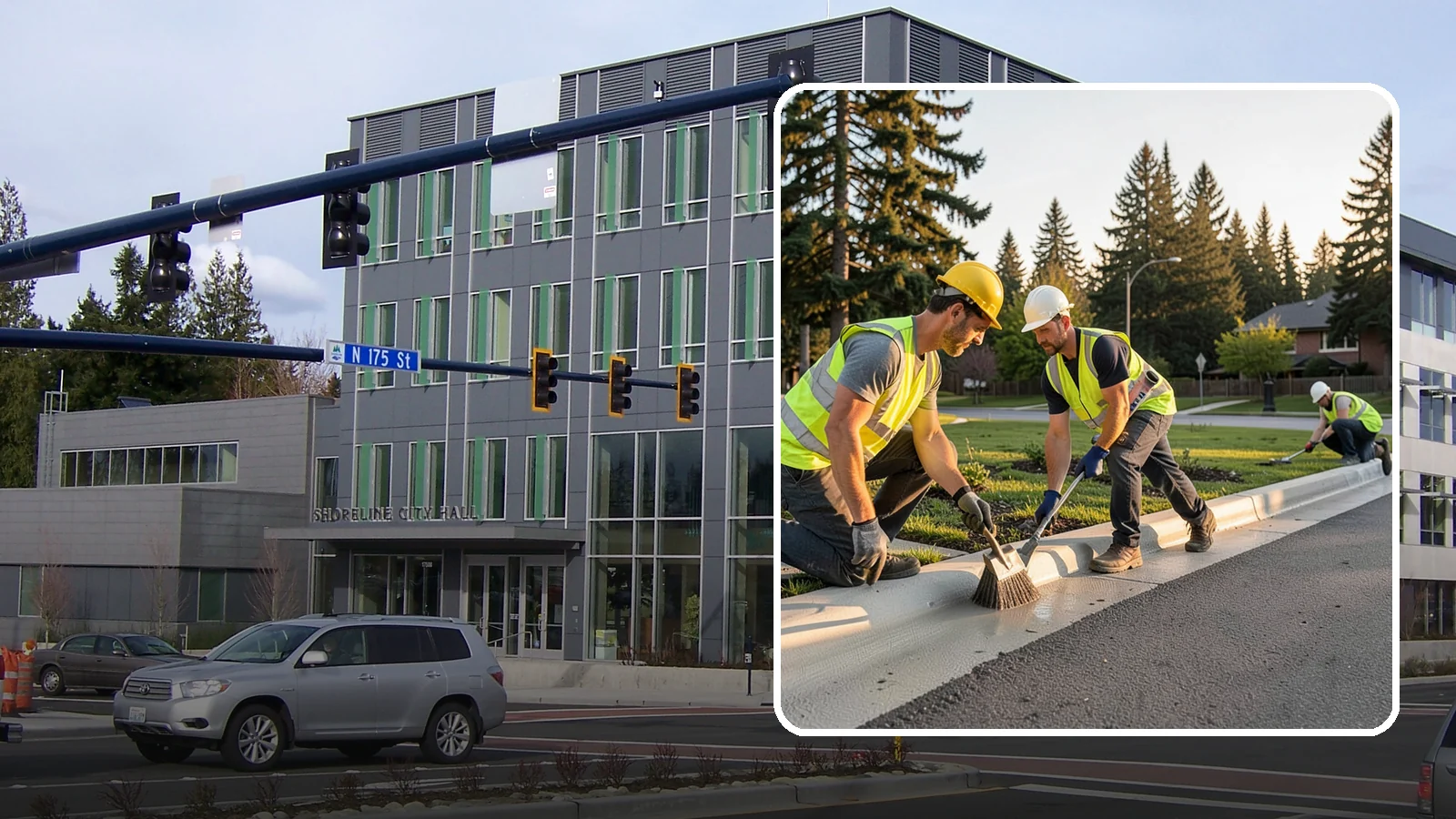 Curb Painting in Shoreline, King County, WA - Fresh curb painting communicates parking and fire-lane restrictions clearly to the public.