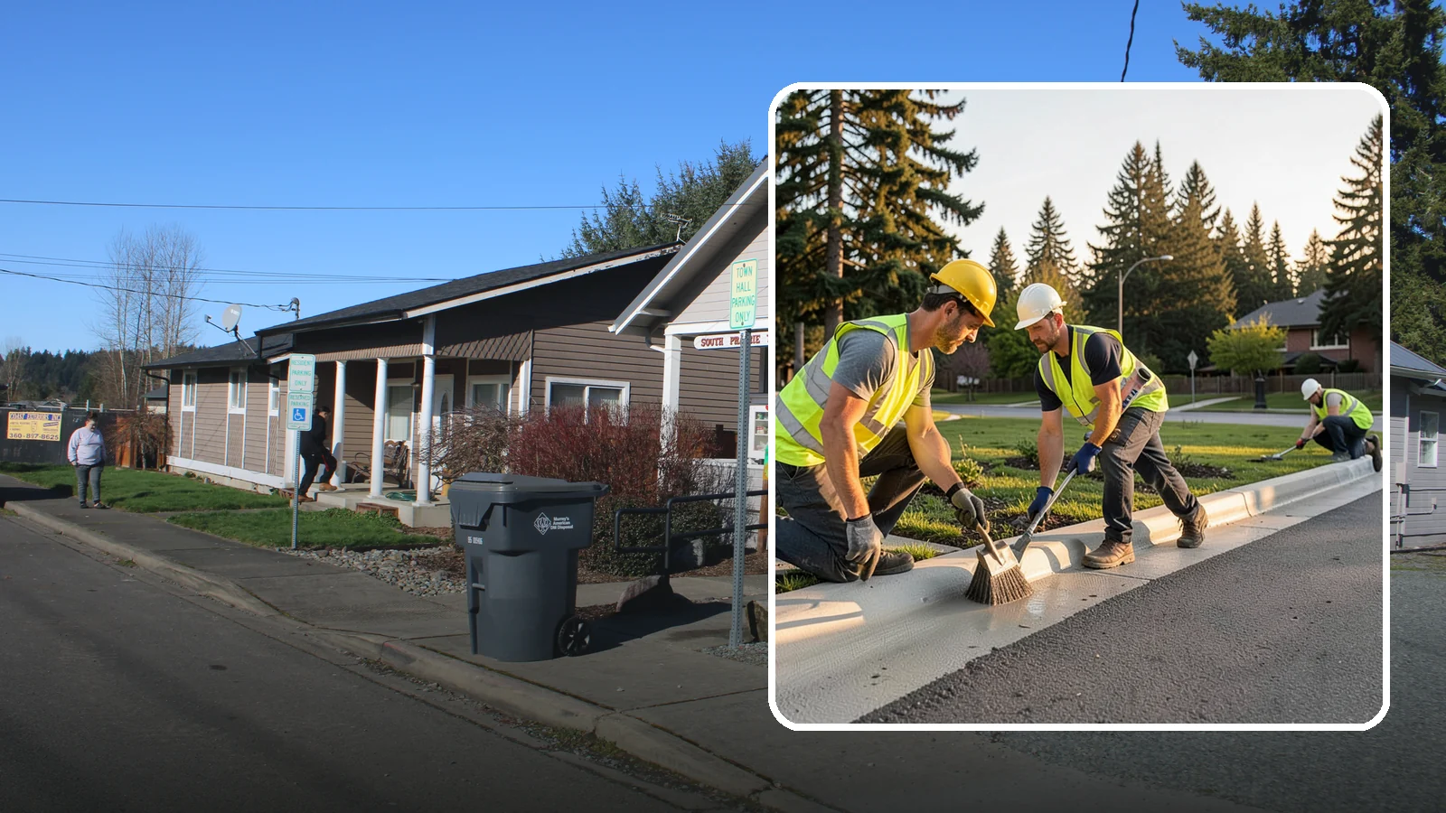 Curb Painting in South Prairie, Pierce County, WA - Fresh curb painting communicates parking and fire-lane restrictions clearly to the public.