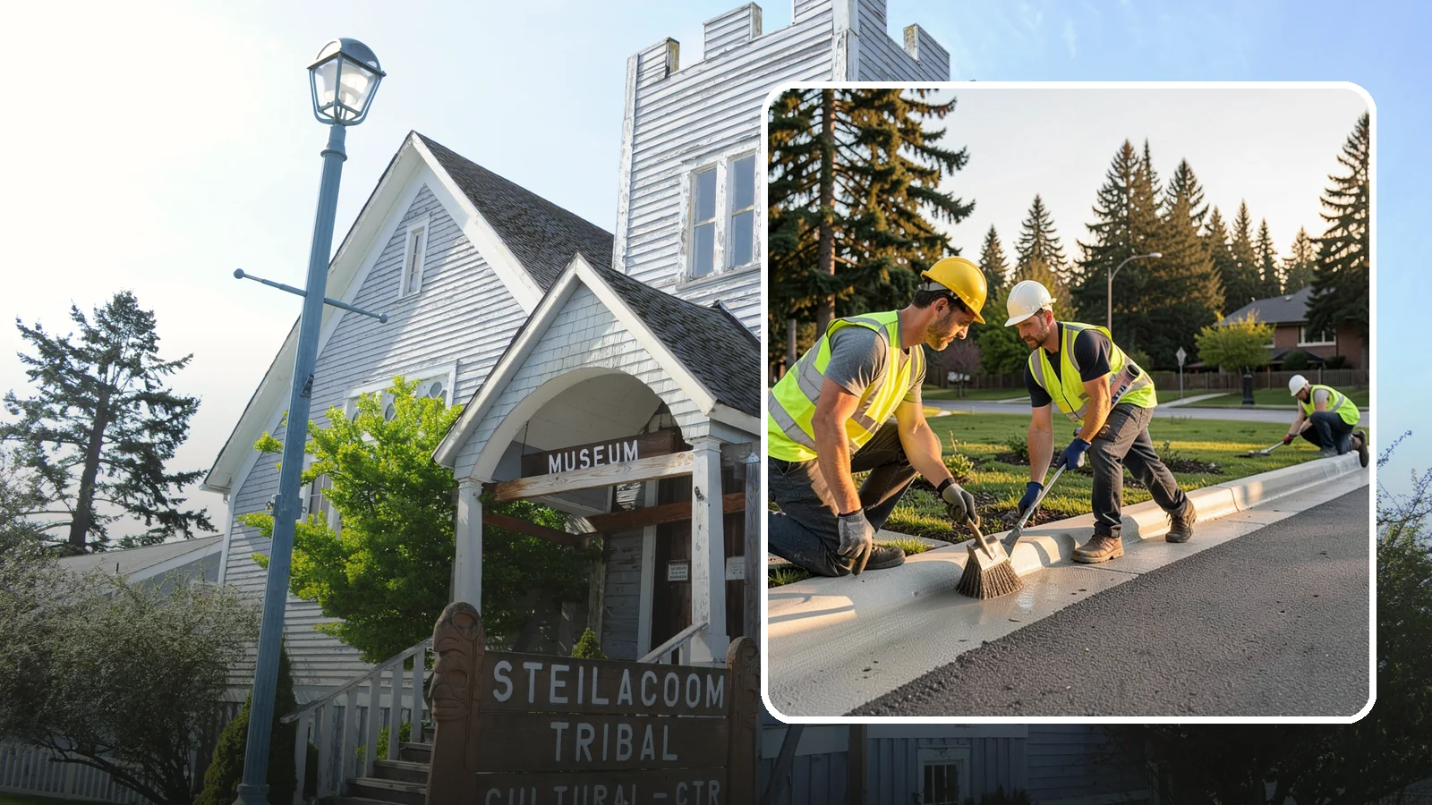 Curb Painting in Steilacoom, Pierce County, WA - Fresh curb painting communicates parking and fire-lane restrictions clearly to the public.
