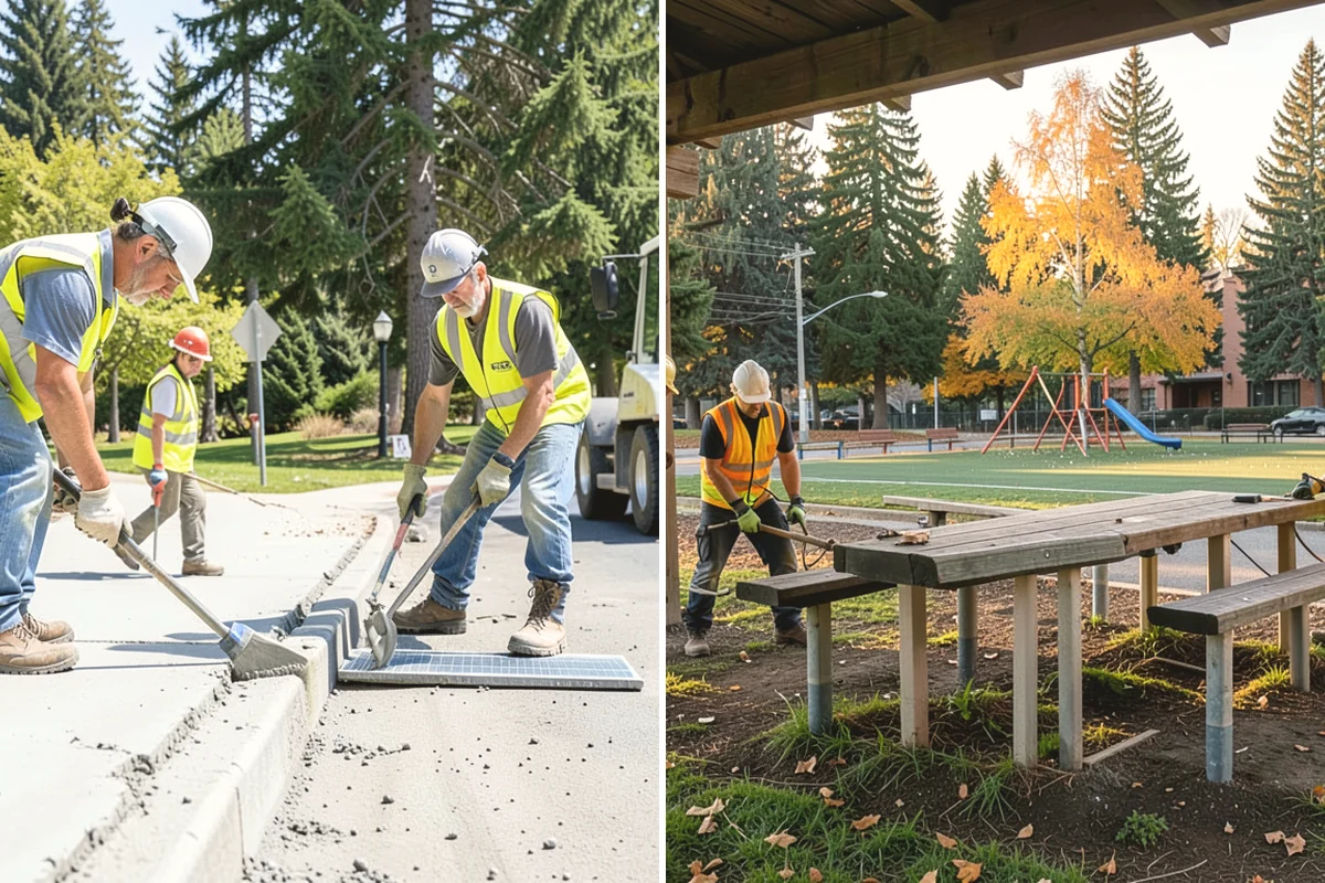 Curb Ramp Construction in Black Diamond, King County, WA - Survey existing grades and confirm ramp type against the standard plan