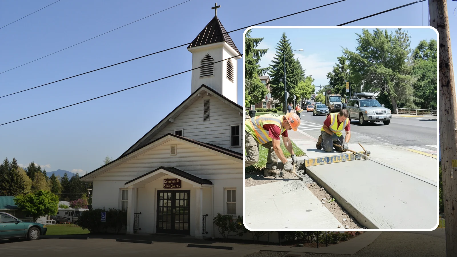Curb Ramp Construction in Concrete, Skagit County, WA - ADA-compliant curb ramp construction that brings pedestrian crossings into current PROWAG and city standard conformance.