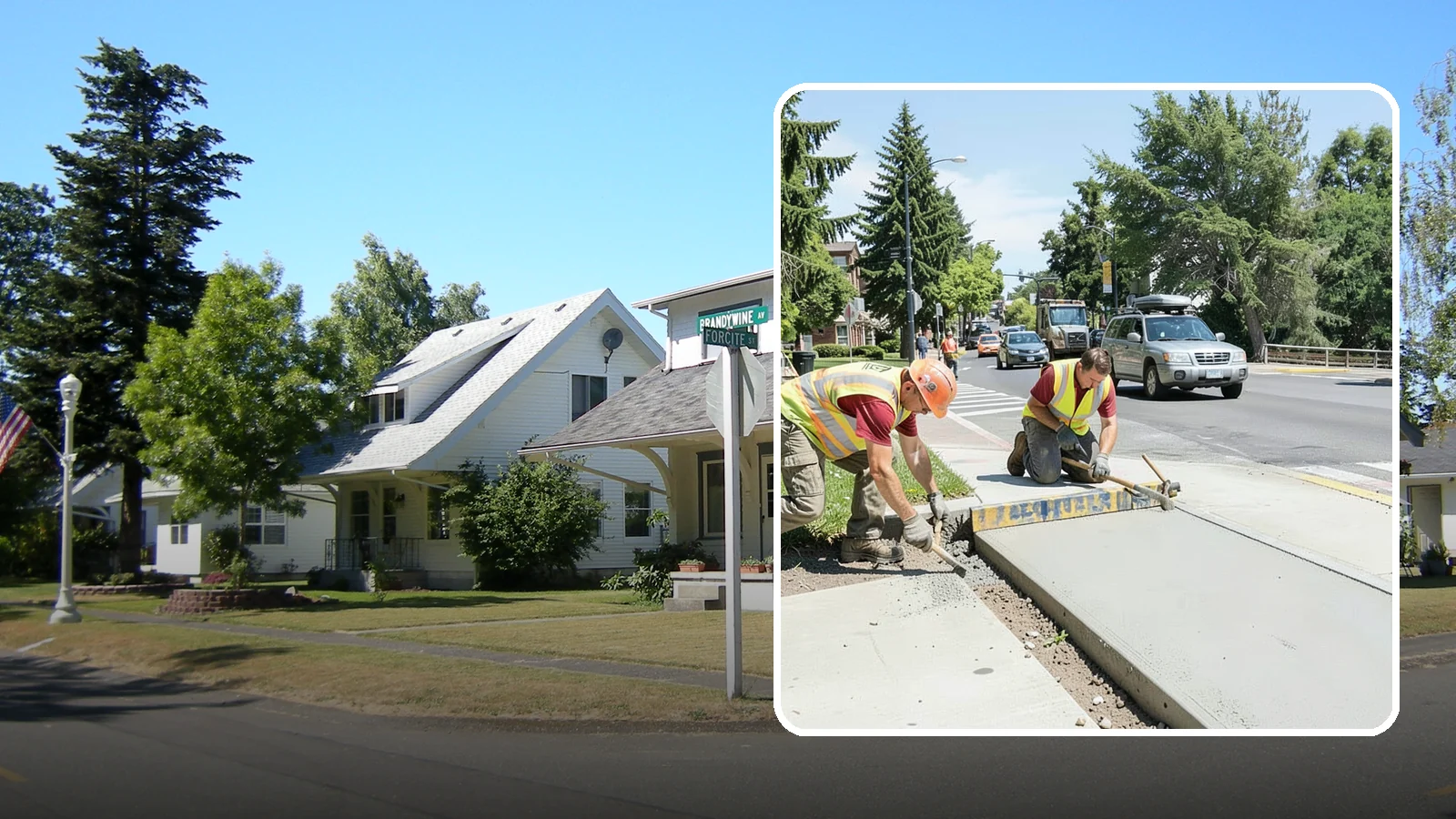 Curb Ramp Construction in DuPont, Pierce County, WA - ADA-compliant curb ramp construction that brings pedestrian crossings into current PROWAG and city standard conformance.