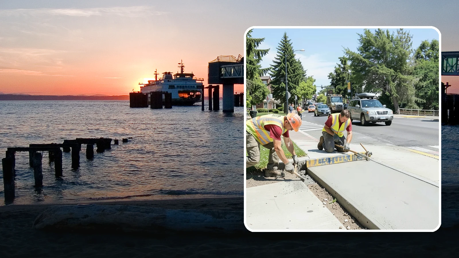 Curb Ramp Construction in Edmonds, Snohomish County, WA - ADA-compliant curb ramp construction that brings pedestrian crossings into current PROWAG and city standard conformance.