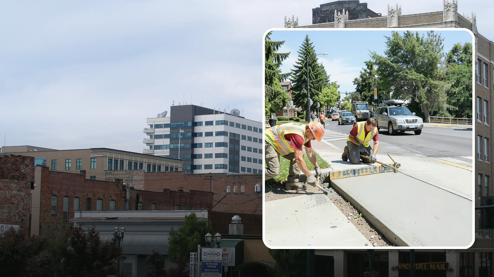 Curb Ramp Construction in Everett, Snohomish County, WA - ADA-compliant curb ramp construction that brings pedestrian crossings into current PROWAG and city standard conformance.