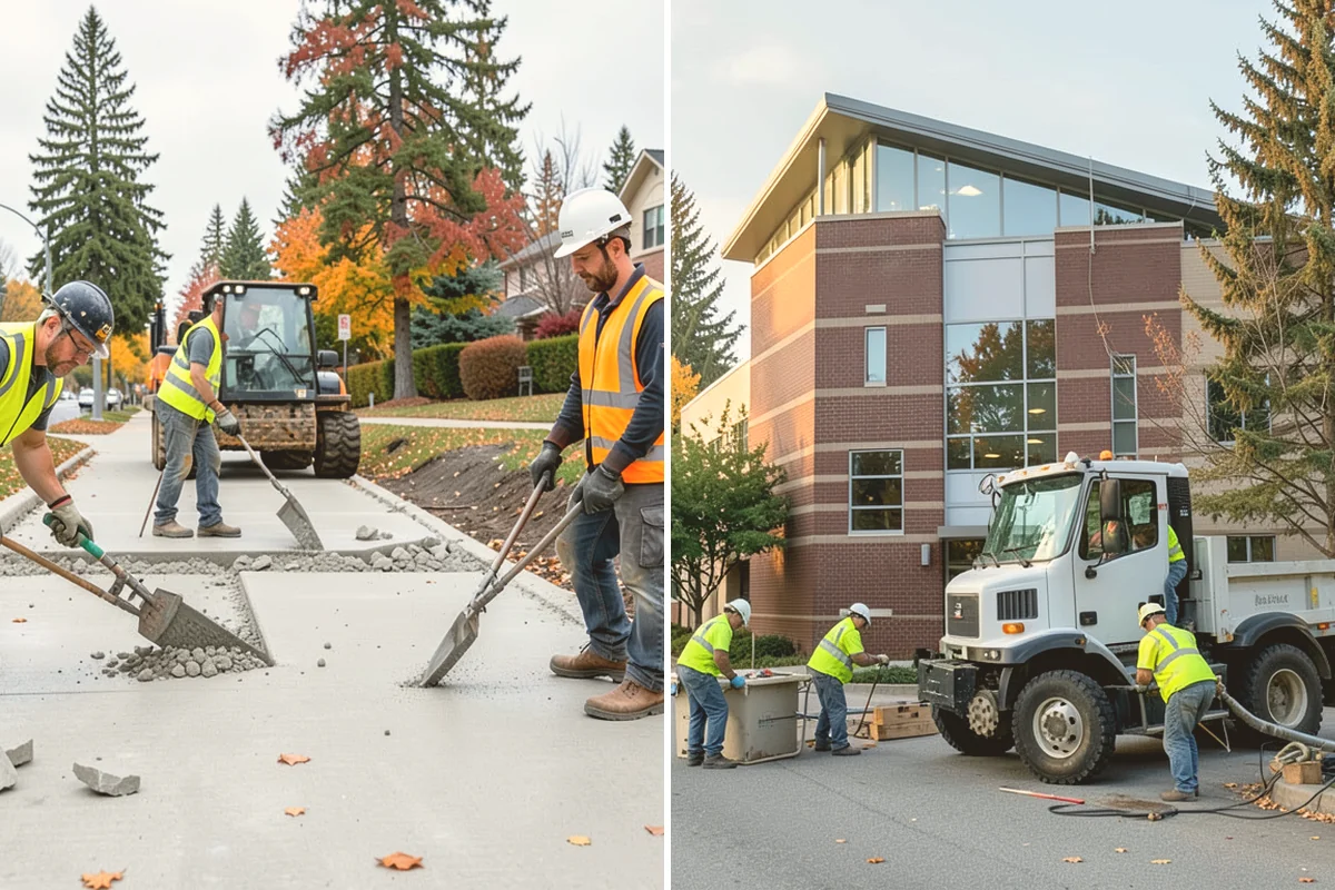 Curb Ramp Construction in Fife, Pierce County, WA - Survey existing grades and confirm ramp type against the standard plan