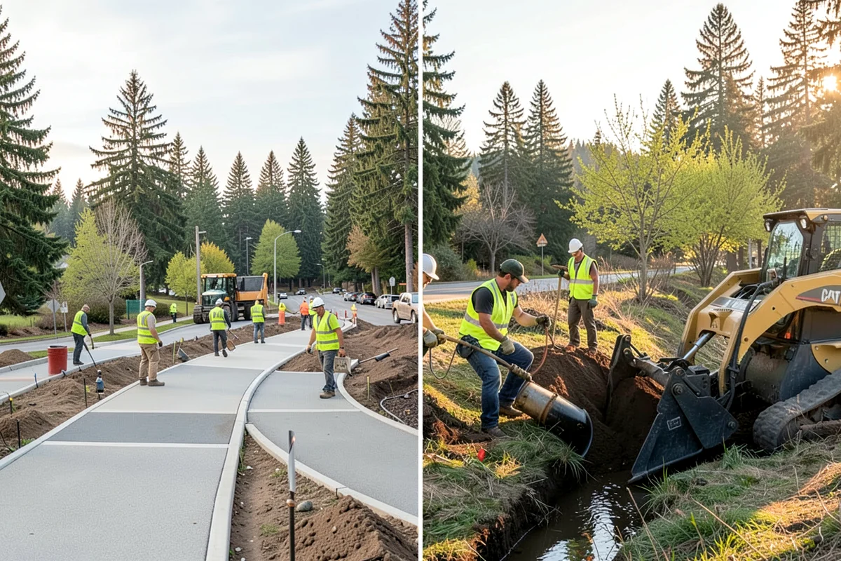 Curb Ramp Construction in Fircrest, Pierce County, WA - Survey existing grades and confirm ramp type against the standard plan