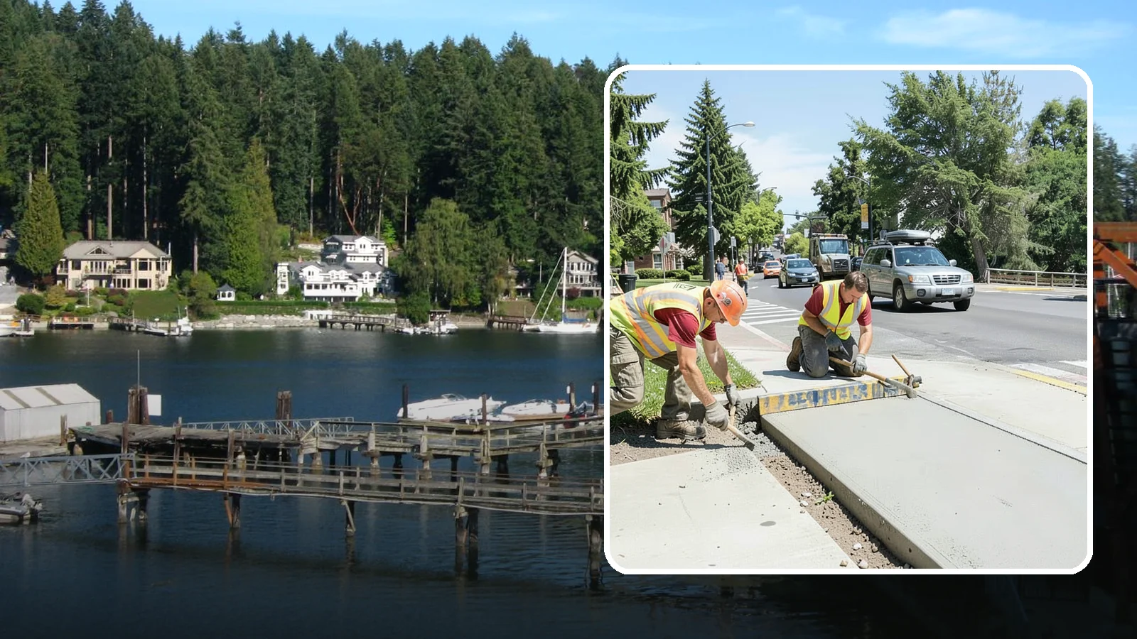 Curb Ramp Construction in Gig Harbor, Pierce County, WA - ADA-compliant curb ramp construction that brings pedestrian crossings into current PROWAG and city standard conformance.
