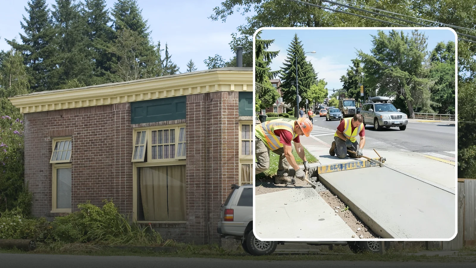 Curb Ramp Construction in Hamilton, Skagit County, WA - ADA-compliant curb ramp construction that brings pedestrian crossings into current PROWAG and city standard conformance.