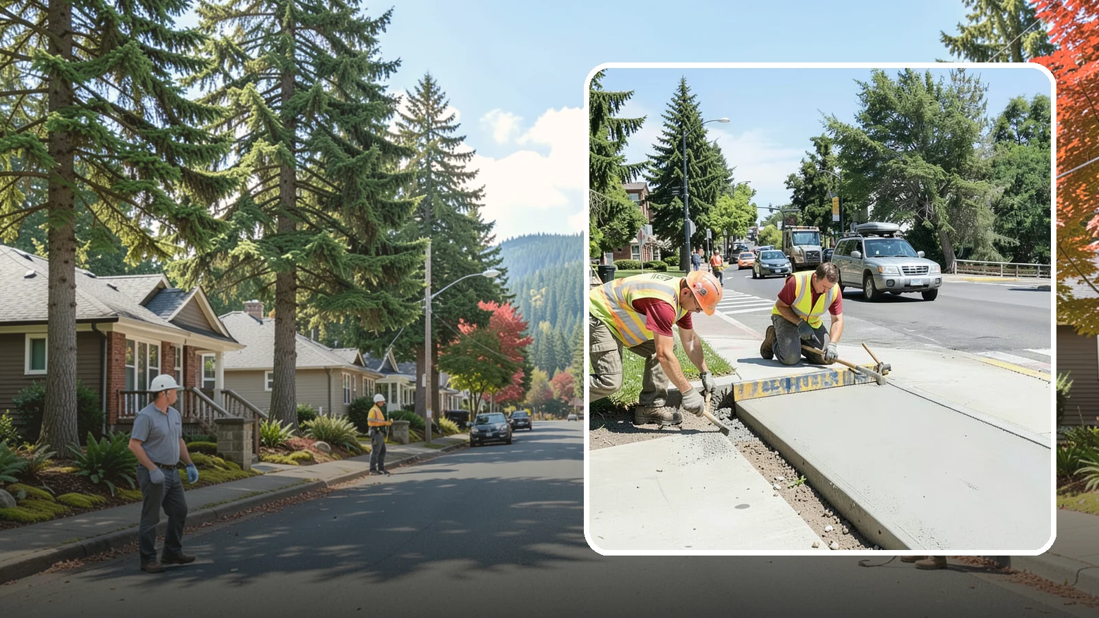 Curb Ramp Construction in Hunts Point, King County, WA - ADA-compliant curb ramp construction that brings pedestrian crossings into current PROWAG and city standard conformance.