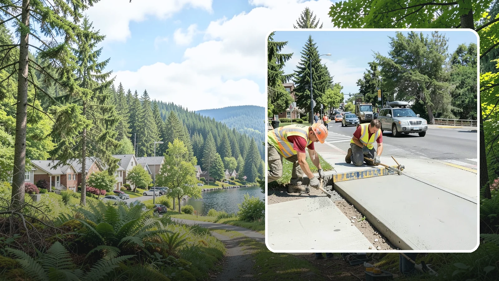 Curb Ramp Construction in Lake Forest Park, King County, WA - ADA-compliant curb ramp construction that brings pedestrian crossings into current PROWAG and city standard conformance.