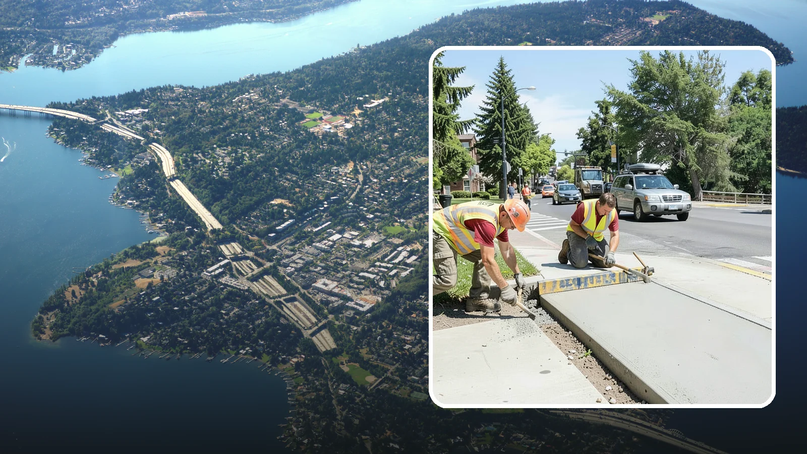 Curb Ramp Construction in Mercer Island, King County, WA - ADA-compliant curb ramp construction that brings pedestrian crossings into current PROWAG and city standard conformance.