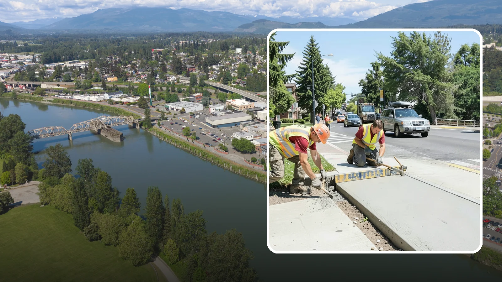 Curb Ramp Construction in Mount Vernon, Skagit County, WA - ADA-compliant curb ramp construction that brings pedestrian crossings into current PROWAG and city standard conformance.